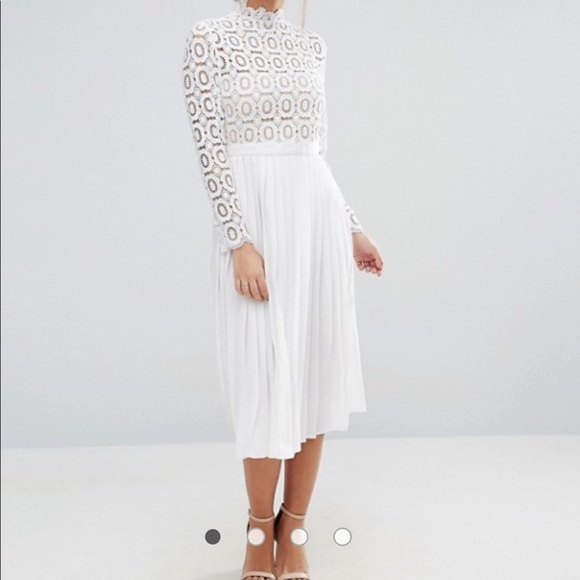 asos white pleated dress